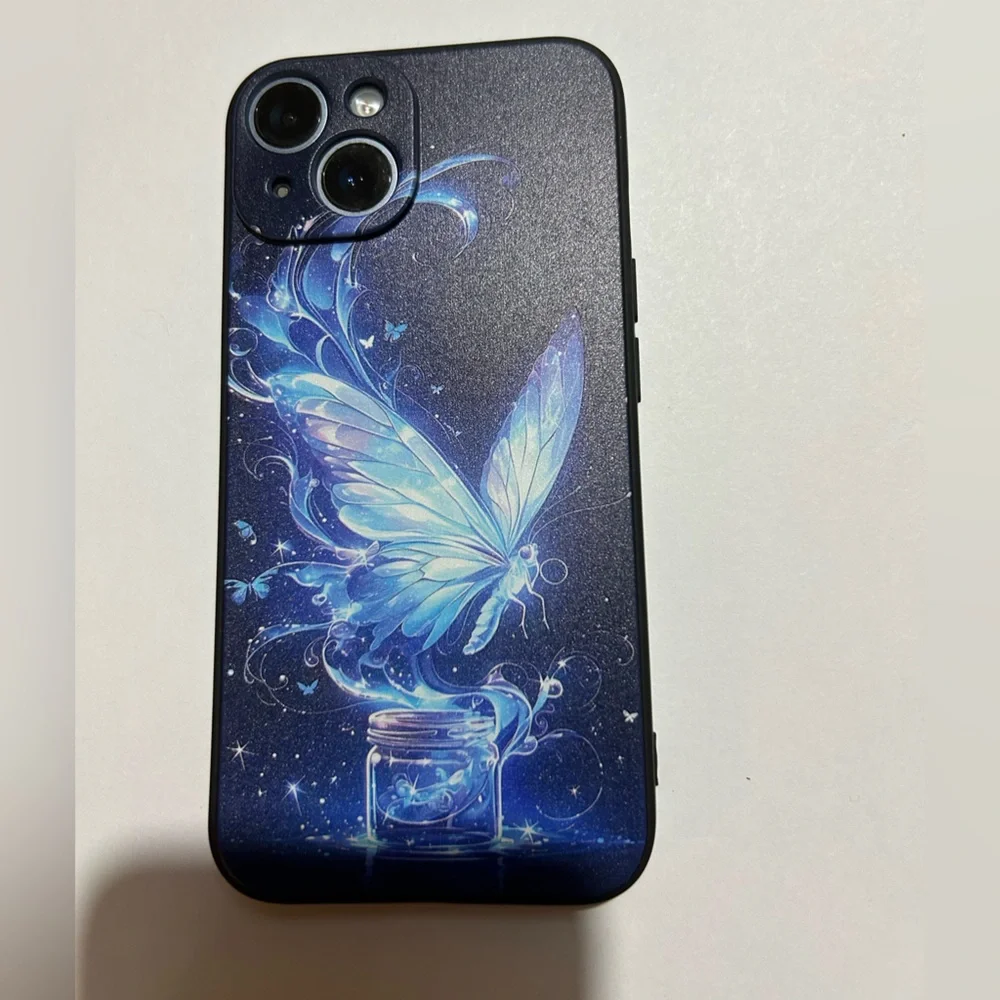 Black & Blue Butterfly Glow Apple IPhone 14 Phone Case